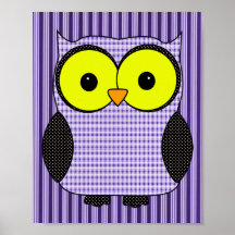 Plaid et hibou V2 de point de polka Posters