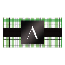 Plaid vert de monogramme photocarte