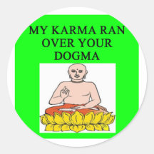 plaisanterie bouddhiste de karma de nouvel âge autocollants ronds