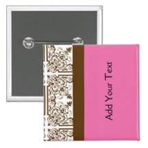 Plaisir de damassé en Brown et rose Badges Avec Agrafe