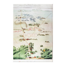 Plan en uitzicht van de Slag van Waterloo Gallerij Wrap Canvas