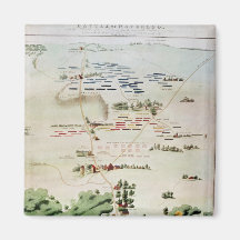 Plan en uitzicht van de Slag van Waterloo Koelkast Magneet