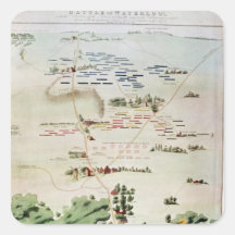 Plan en uitzicht van de Slag van Waterloo Vierkant Sticker