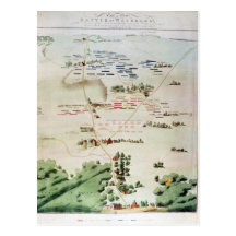 Plan et vue de la bataille de waterloo carte postale
