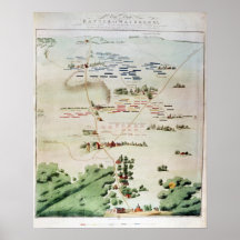 Plan et vue de la bataille de waterloo posters