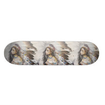 Planche à roulettes indigène de graffiti de femme