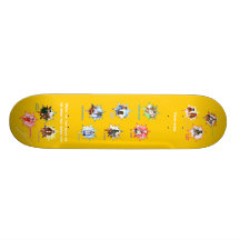 Planche à roulettes jaune avec des professionnels 