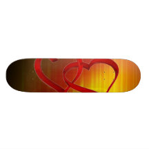 Planche à roulettes liée de coeurs