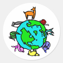 Planète animale autocollant rond