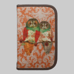 Planificateur ambre de damassé de hiboux roses pochettes folios