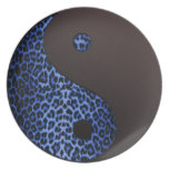 Plat bleu de Yin-Yang de léopard Assiette