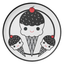 Plat de cercle de copain de crème glacée assiette pour soirée