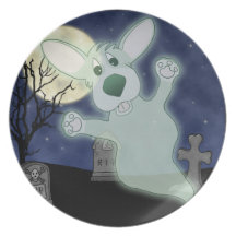 Plat de fantôme de cimetière de corgi assiettes pour soirée