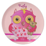 Plat mignon avec le hibou et le nom de bébé assiettes pour soirée