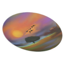 Plat, paysage imaginaire assiette