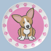 Plat pelucheux de corgi de Kawaii assiettes
