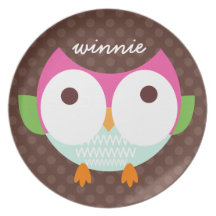 Plat pointillé de mélamine de hibou de polka assiette pour soirée