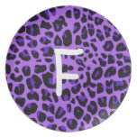 Plat pourpre de monogramme de motif de Jaguar Assiettes