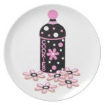 Plat rose et noir de biscuits assiette pour soirée