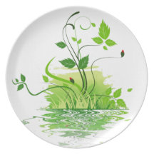 Plat vert de ressort de vecteur assiette pour soirée