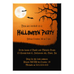 Pleine lune, battes et orange déplaisante Hallowee Invitations Personnalisées