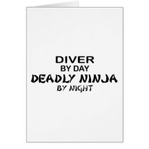Plongeur Ninja mortel par nuit Cartes De Vœux
