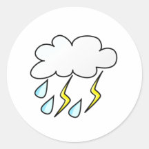 Pluie et foudre dans l'orage adhésif rond