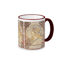 PLUME de LA de ~ de Mucha de ~ de Nouveau d'art Tasse