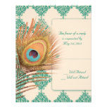 Plume de paon sur la tuile marocaine turquoise cartons d'invitation