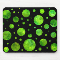 Point de polka vert noir et blanc Mousepad
