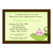 pois 5x7 doux vert dans l'invitation de baby showe