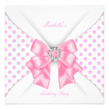 Pois assez rose de blanc de fête d'anniversaire faire-parts