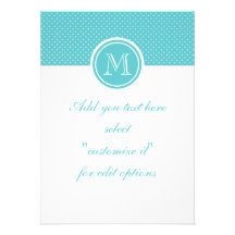 Pois blanc turquoise Girly, votre initiale de mono Bristols