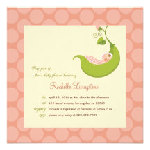 Pois dans une invitation de baby shower de fille d