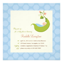 Pois dans une invitation de baby shower de garçon 