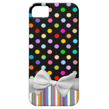 Pois d'arc-en-ciel, rayures et ruban blanc coques iPhone 5 Case-Mate