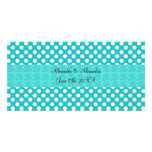 Pois de turquoise épousant des faveurs photocarte personnalisée