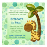 Pois et girafe d'anniversaire - deuxième anniversa faire-part