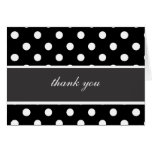 Pois noir et blanc w/Black et ruban blanc Carte De Vœux