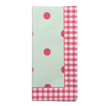 Pois rose vert clair et foncé avec le guingan serviette imprimée