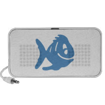 Poissons bleus de bande dessinée haut-parleurs notebook