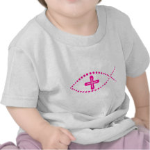 Poissons chrétiens roses d'Ichthus T-shirts