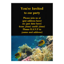 Poissons jaunes et noirs de papillon invitation personnalisée