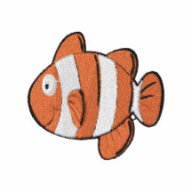 Poissons mignons de clown de bande dessinée polo brodé