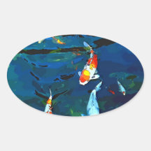 Poissons mystiques stickers ovales