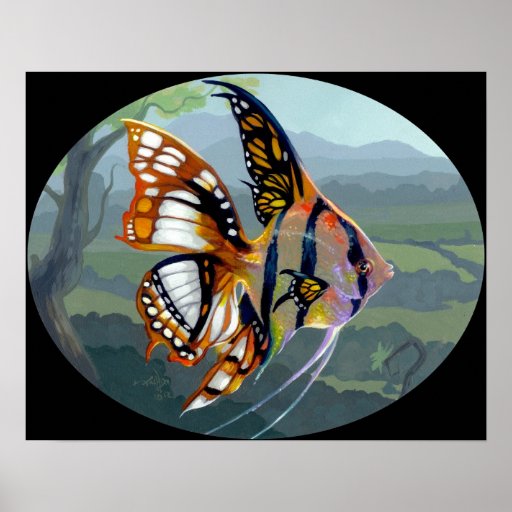 Poissons Volants :  Poissons surréalistes d'IMPRES Affiche