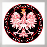 Polonais rond Eagle de rouge Poster