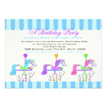Poneys de carrousel d'anniversaire invitation personnalisée