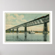 Pont 1913, train, bateau de Poughkeepsie de cru Posters