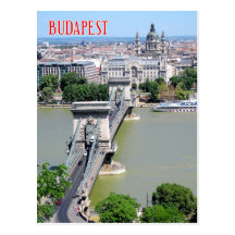 Pont à chaînes au-dessus de rivière Danube, Budape Carte Postale